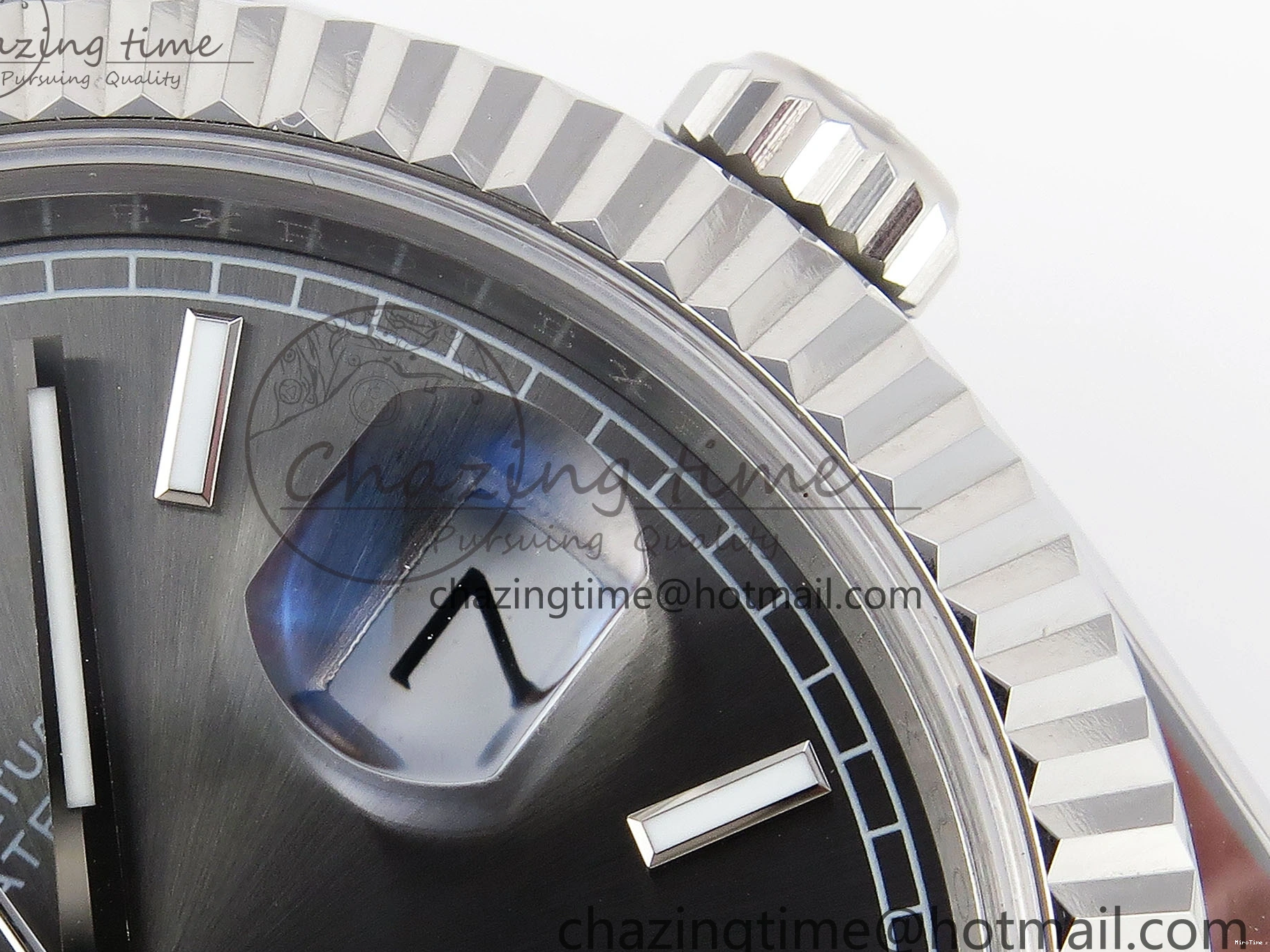 MiroTime 0328 ComfortFit DayDate 40 SS GSF Gain Weight Gray Stick Dial on President Bracelet A 1927